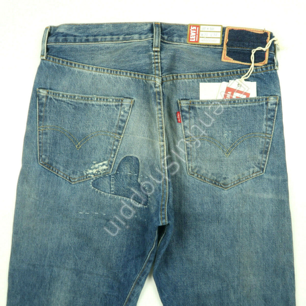 Levis LVC 1955 501 Selvedge Patched Repaired Jeans - Picture 4 of 5